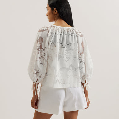 Women's Bacina-Lace Puff Sleeve Blouse White