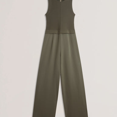 Womens TOVELI-Knit bodice Racer Back Jumpsuit Dk-Green