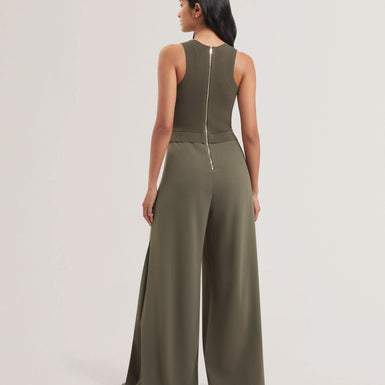 Womens TOVELI-Knit bodice Racer Back Jumpsuit Dk-Green