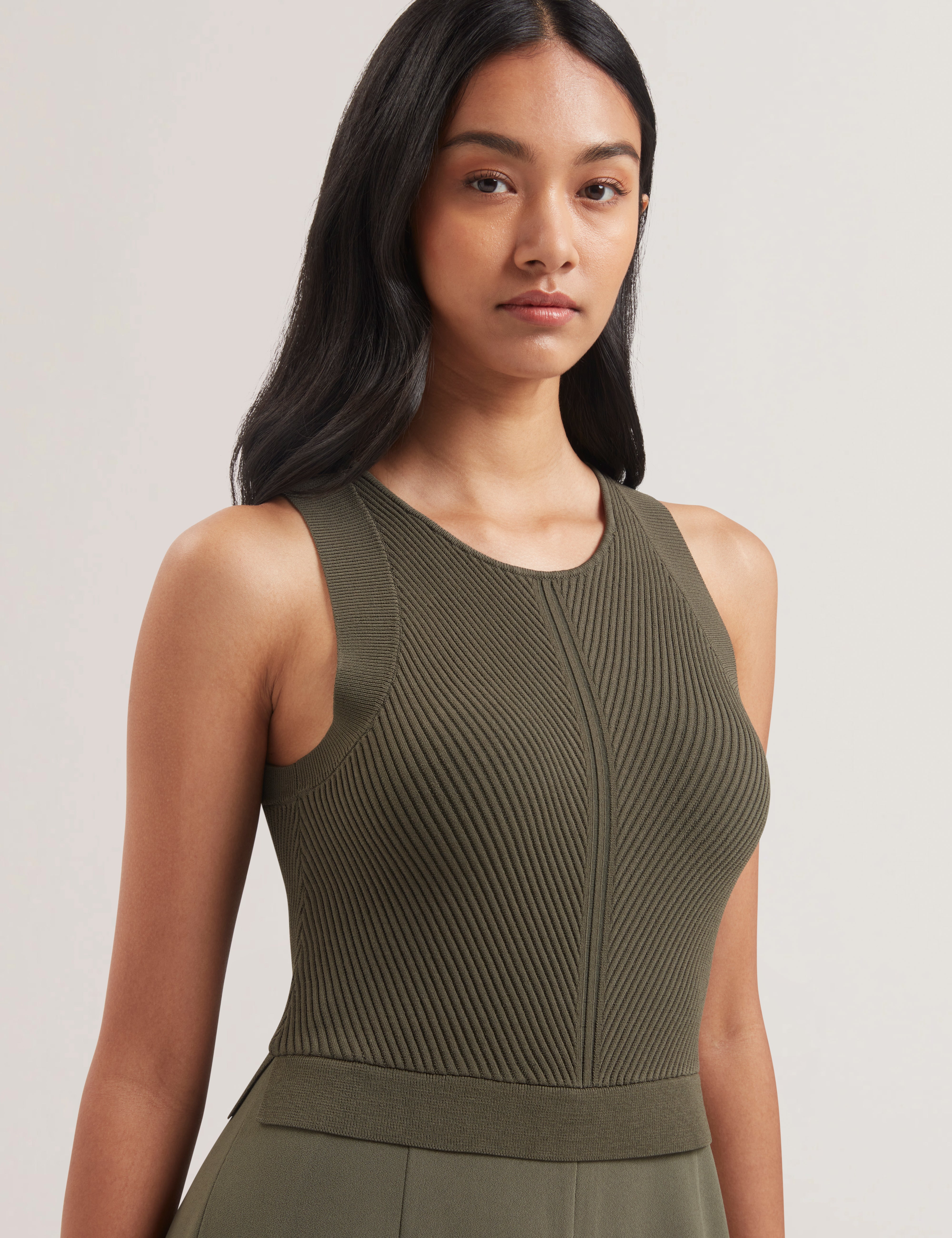 Womens TOVELI-Knit bodice Racer Back Jumpsuit Dk-Green
