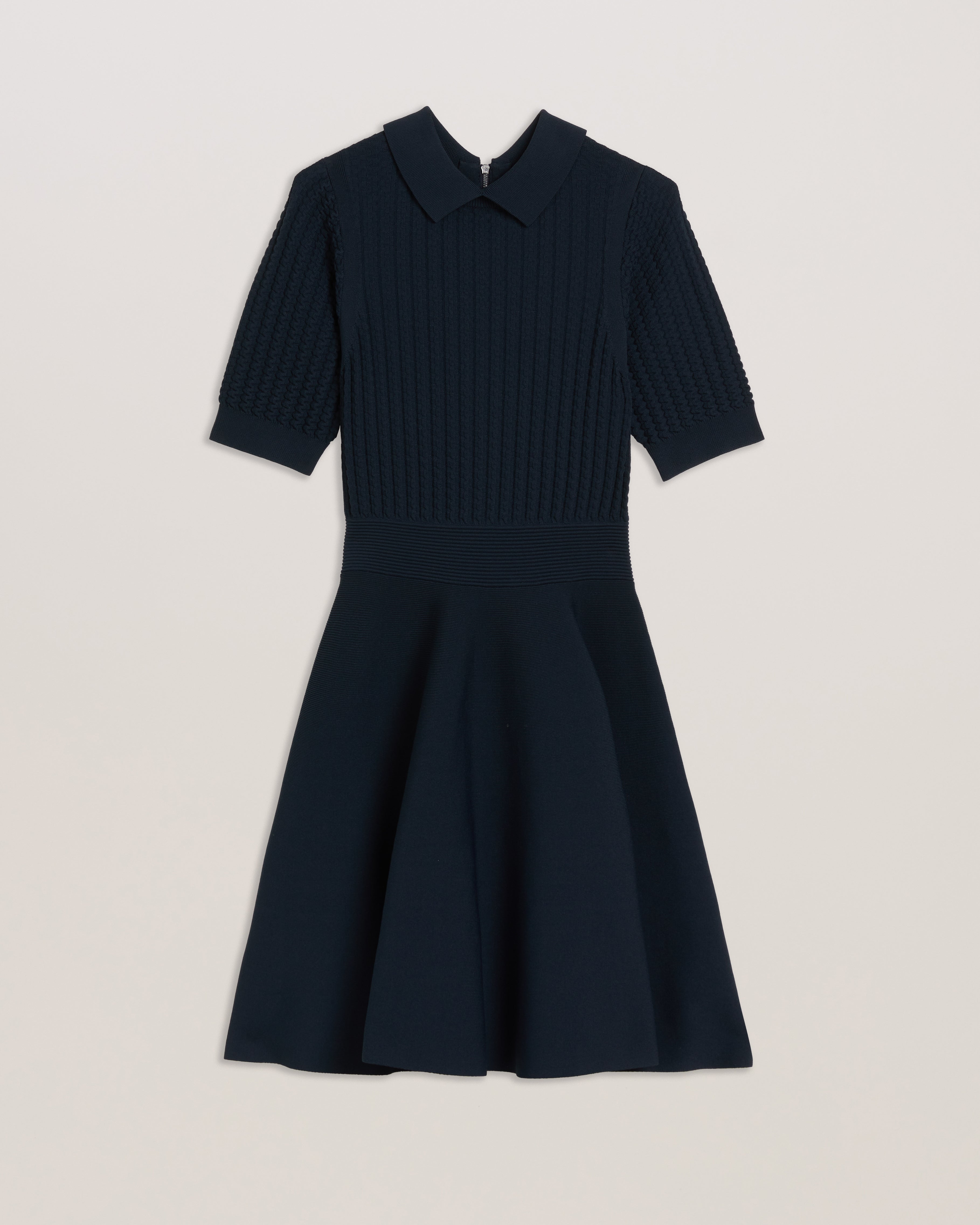 Women's Miiaaa-Knitted Skater Dress With Collar Navy