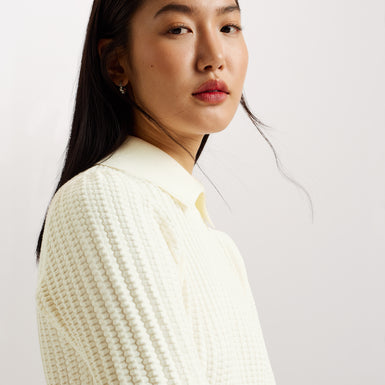 Women's Morliee-Puff Sleeve Fitted Sweater Ivory