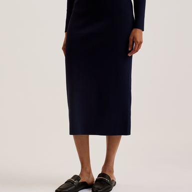 Women's Barbrha-Midi Knitted Bodycon Skirt Dk-Blue