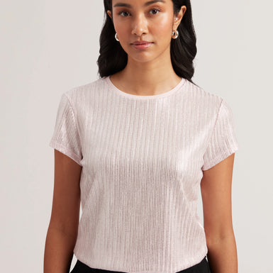 Women's Katrino-Metallic Short Sleeve Crew Neck Tee Lt-Pink