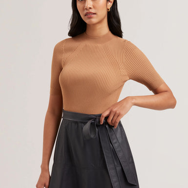 Women's OLIYIA-Knit Bodice Faux Leather Ski