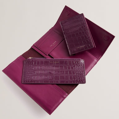 Women's Abbiiss-Croc Effect Travel Wallet Maroon