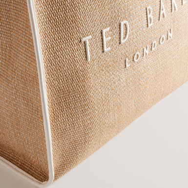 Women's Pallmer-Faux Raffia Large Icon Bag Ecru