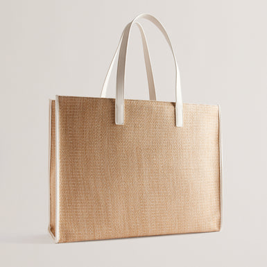 Women's Pallmer-Faux Raffia Large Icon Bag Ecru