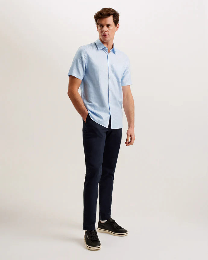 Men's Palomas-Ss Linen Shirt Lt-Blue