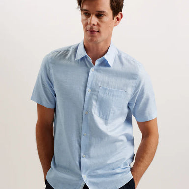 Men's Palomas-Ss Linen Shirt Lt-Blue