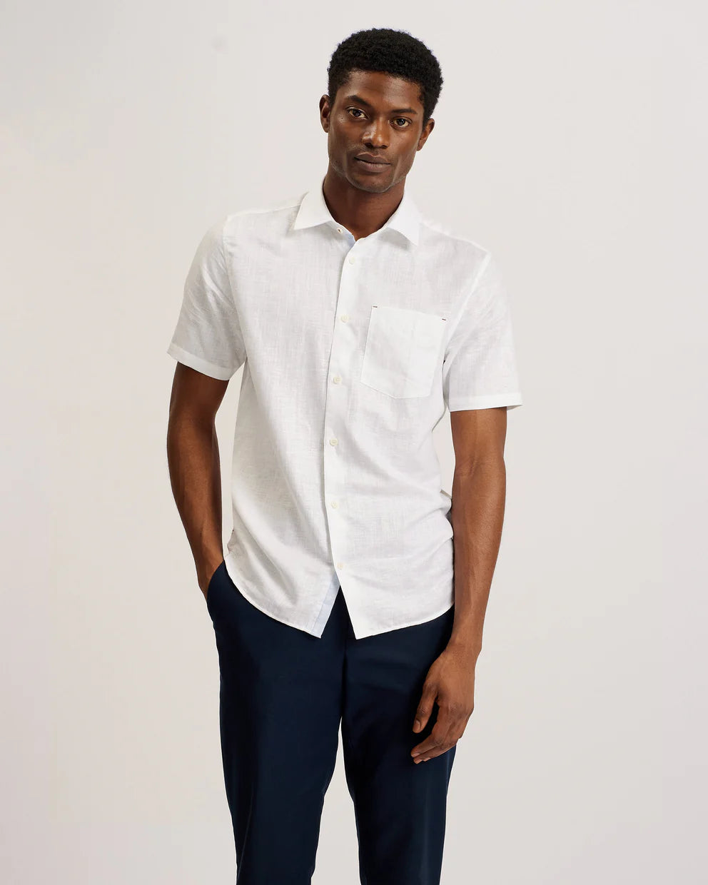 Men's Palomas-Ss Linen Shirt White