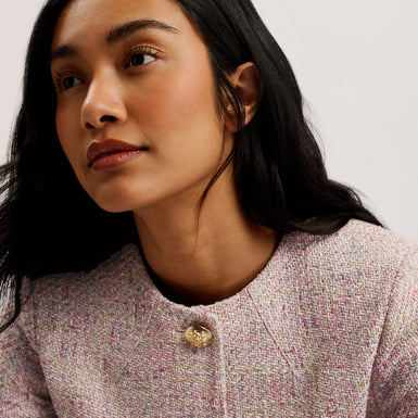 Women's Consta-Tailored Fitted Boucle Cropped Jacket Ivory