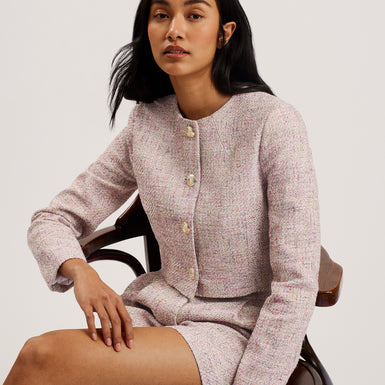 Women's Consta-Tailored Fitted Boucle Cropped Jacket Ivory