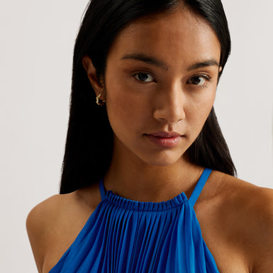 Women's Helyos-Pleated Halter Neck Midi Dress Blue