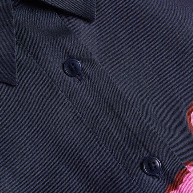 Women's Akaii-SS Printed Boxy Cropped Shirt Navy