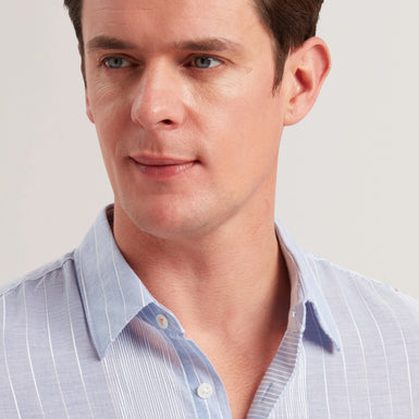 Men's Evandes-Ls Regular Textured Stripe Shirt Lt-Blue