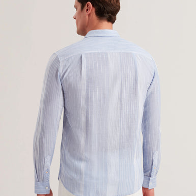 Men's Evandes-Ls Regular Textured Stripe Shirt Lt-Blue