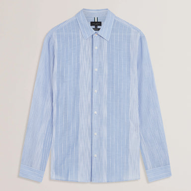 Men's Evandes-Ls Regular Textured Stripe Shirt Lt-Blue