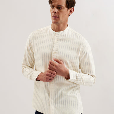 Men's Bastiun-Ls Relaxed Grandad Collar Shirt Ecru
