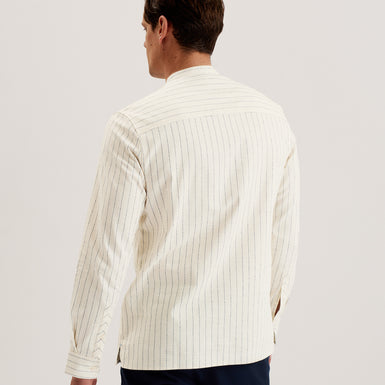 Men's Bastiun-Ls Relaxed Grandad Collar Shirt Ecru