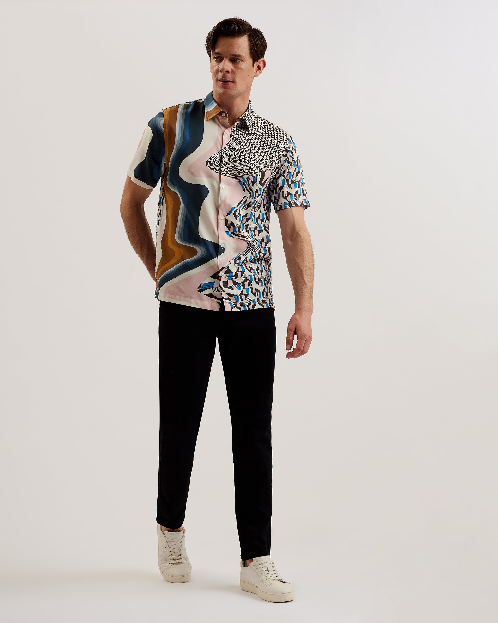 Men's Agathes-Ss Relaxed Abstract Print Shirt Multicol