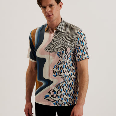 Men's Agathes-Ss Relaxed Abstract Print Shirt Multicol