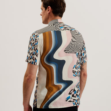 Men's Agathes-Ss Relaxed Abstract Print Shirt Multicol