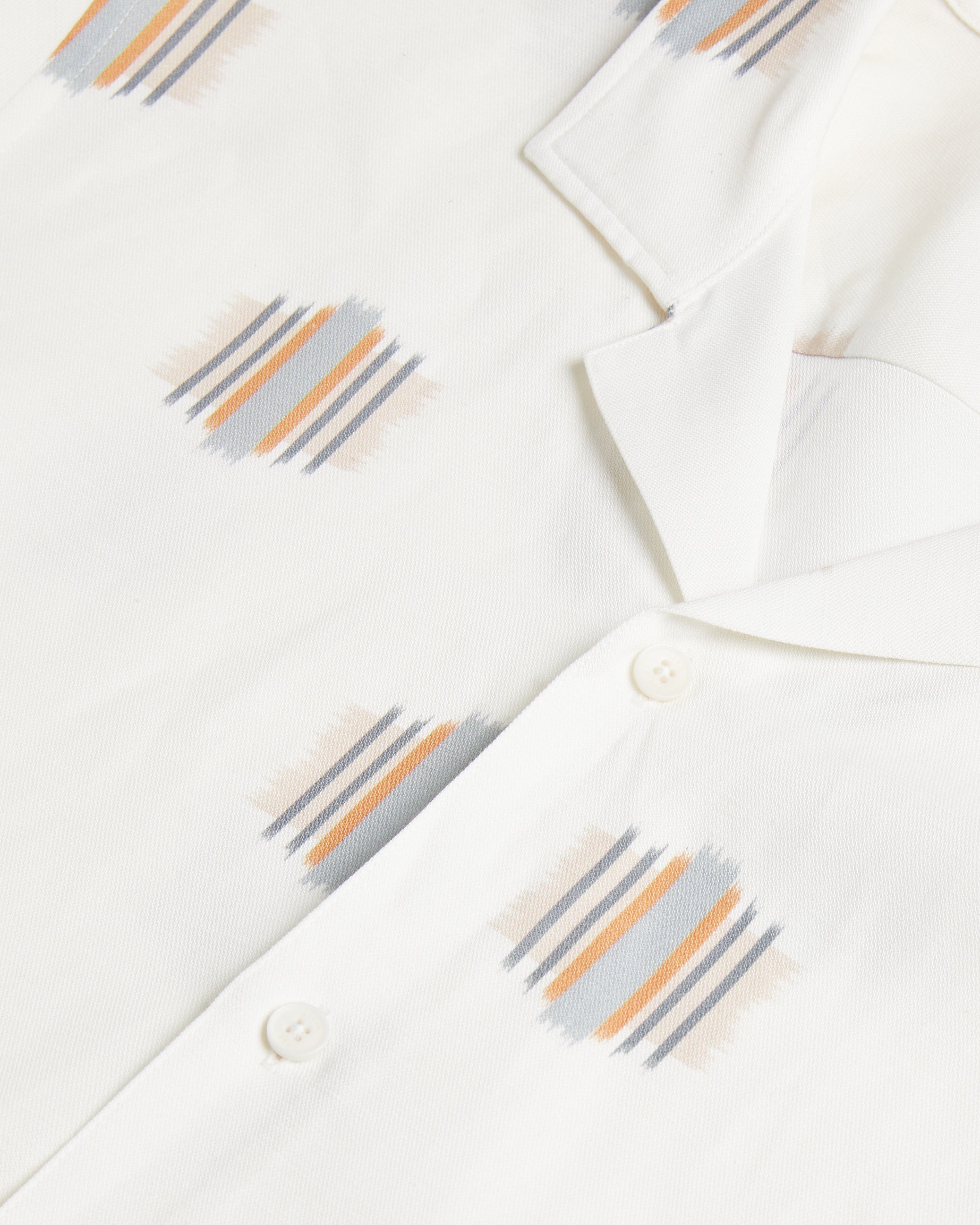 Men's Dimitre-Ss Relaxed Linen Blend Ikat Shirt Ecru