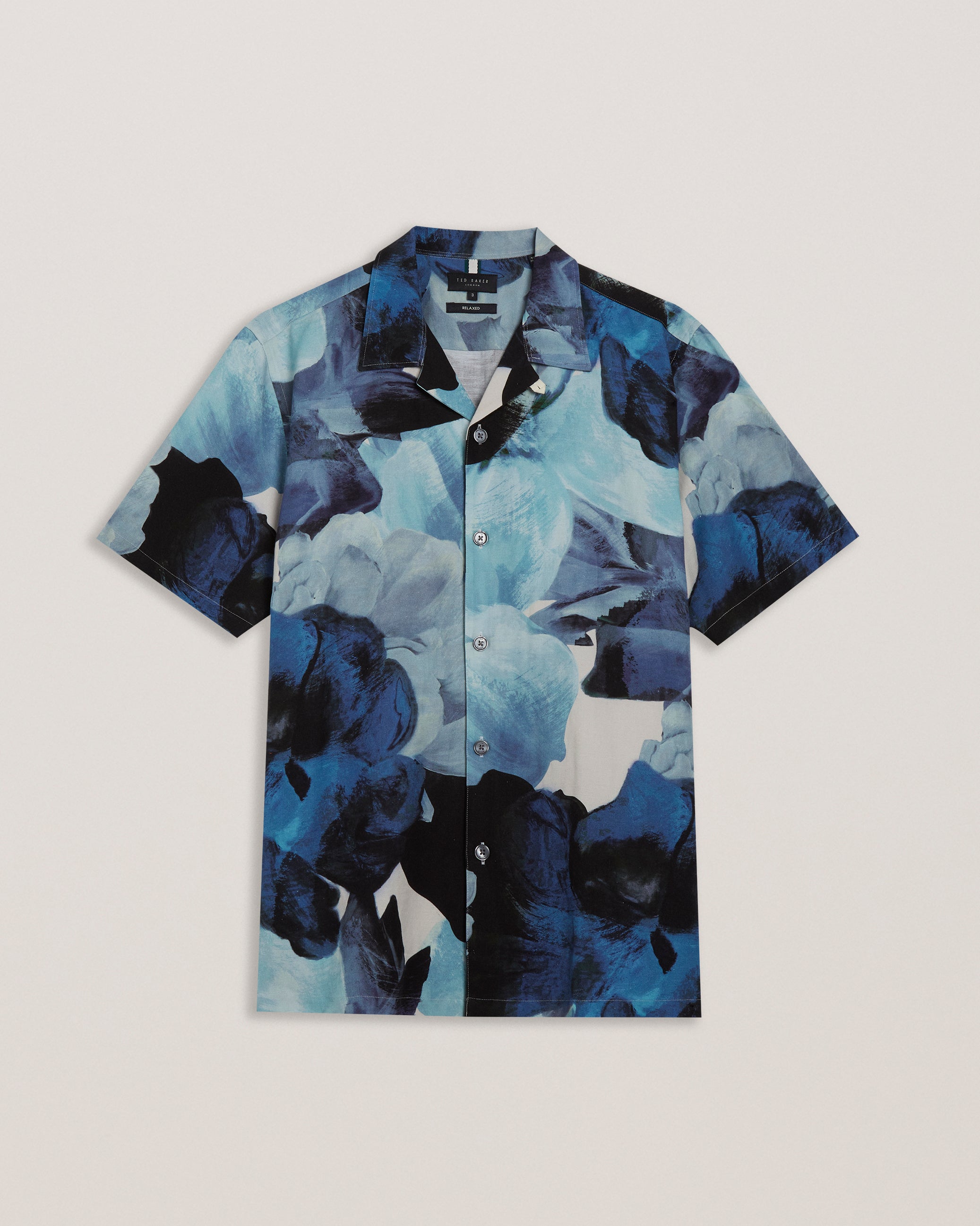 Men's Henris-Ss Relaxed Linen Blend Floral Shirt Blue