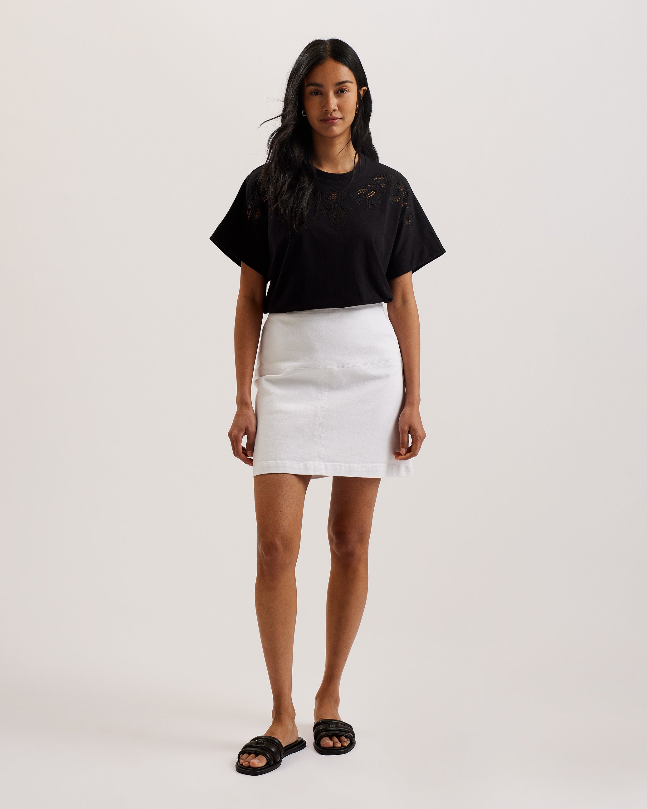 Women's Shralee-Embroidered Cut Out Tee Black