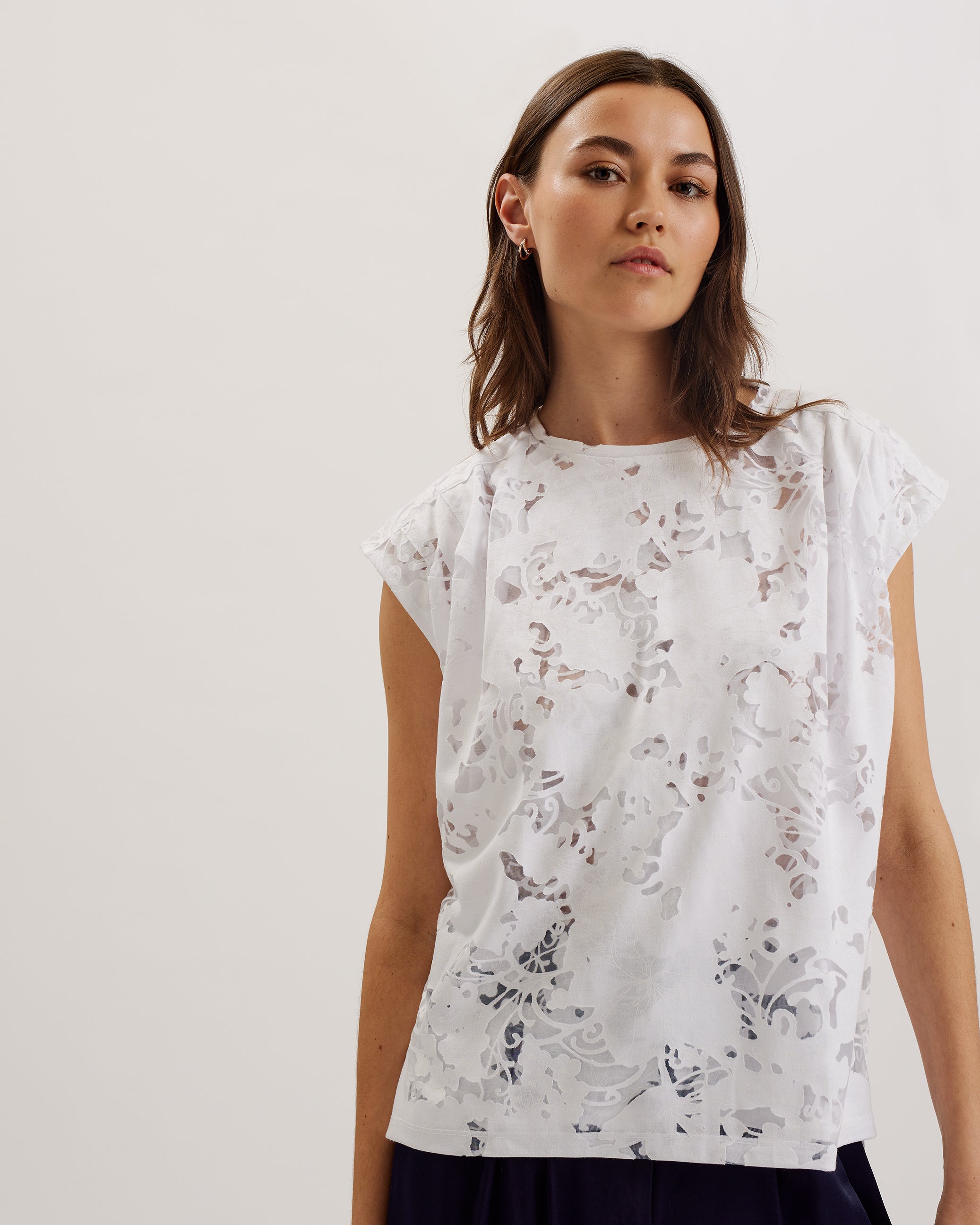 Women's Vleena-Printed Burnout Vest Top White