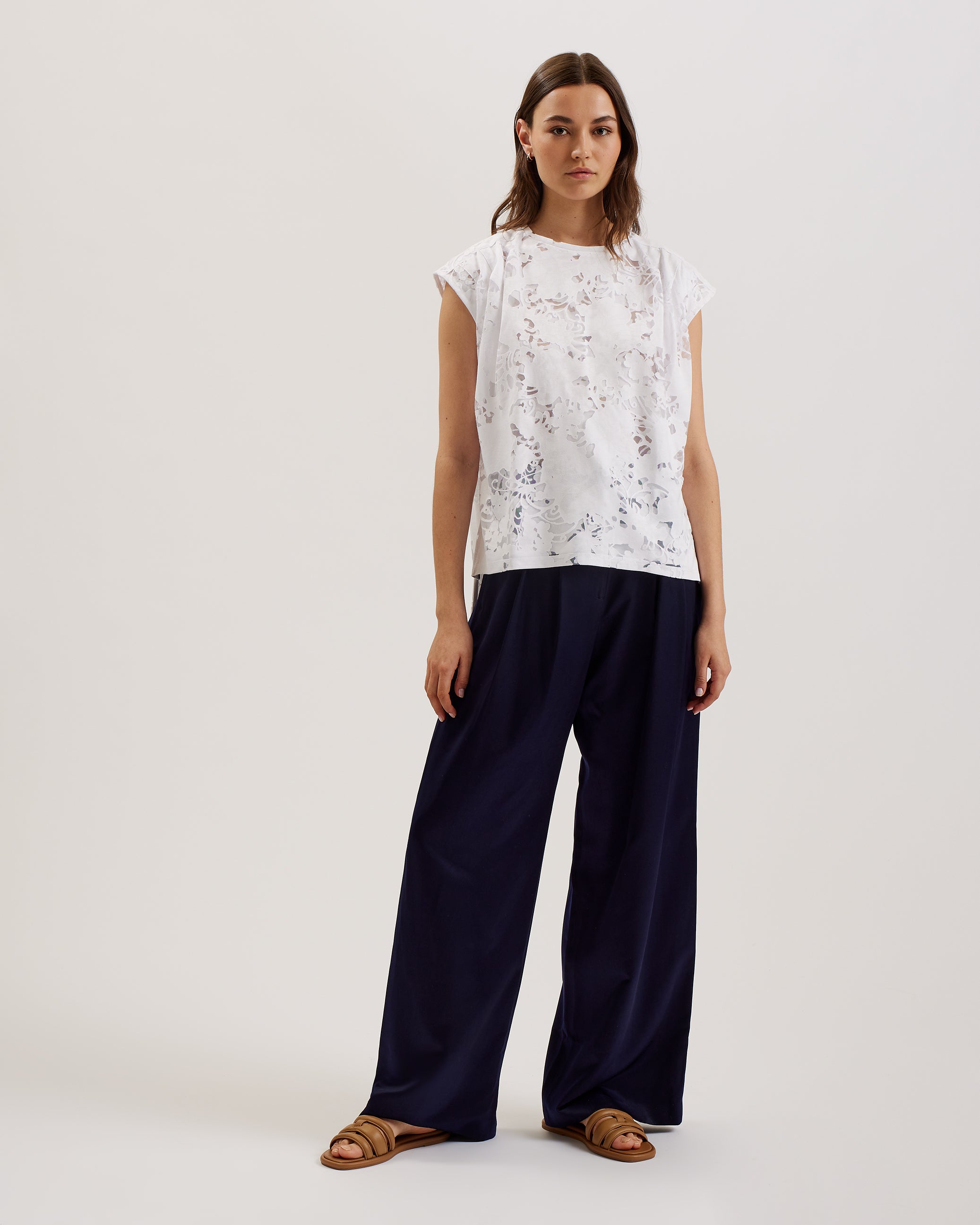 Women's Vleena-Printed Burnout Vest Top White