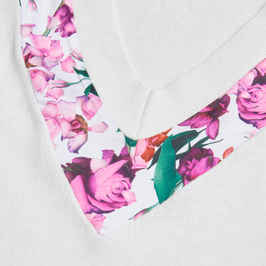 Women's Phyllis-Short Sleeve Woven Trim Knit Top Ivory