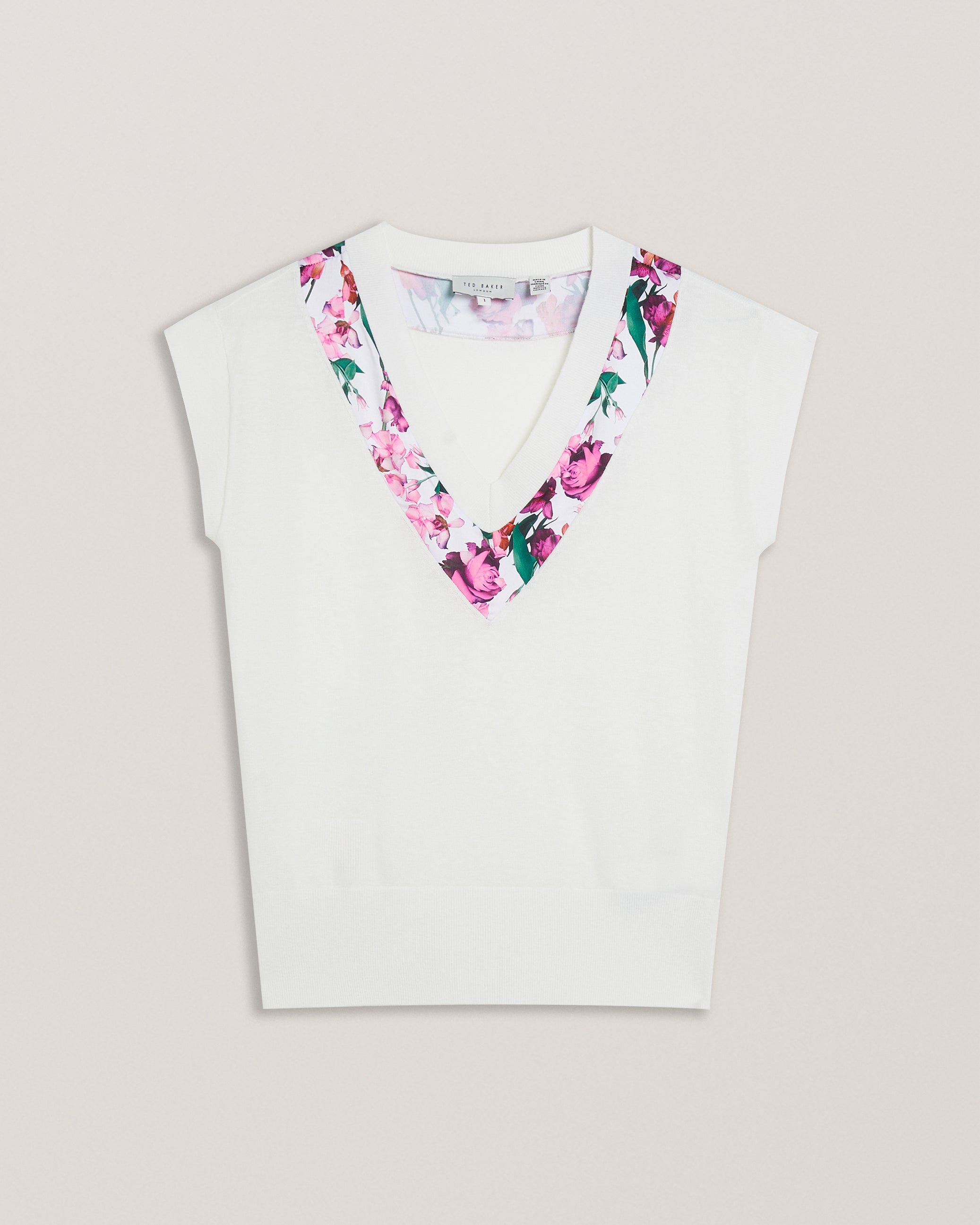 Women's Phyllis-Short Sleeve Woven Trim Knit Top Ivory