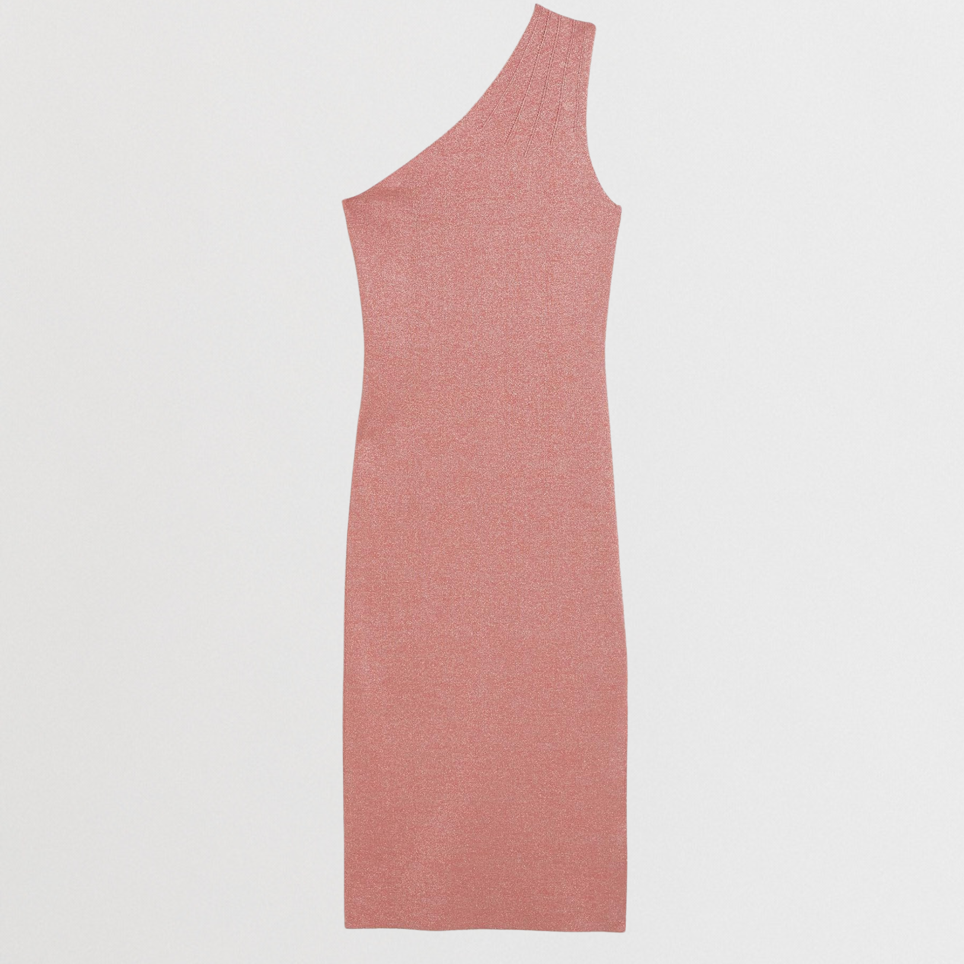KALEYY: One Shoulder Lurex Knit Midi Dress