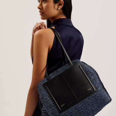 Women's Ashvi-Raffia Large Tote Bag Black