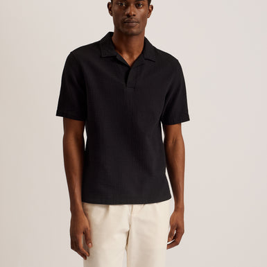 Men's Benjmen-Ss Relaxed Textured Overhead Shirt Black