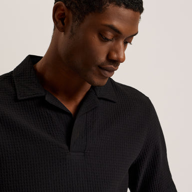 Men's Benjmen-Ss Relaxed Textured Overhead Shirt Black