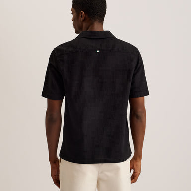 Men's Benjmen-Ss Relaxed Textured Overhead Shirt Black