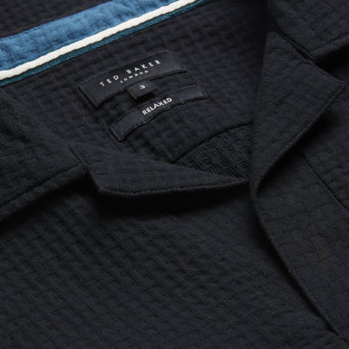 Men's Benjmen-Ss Relaxed Textured Overhead Shirt Black