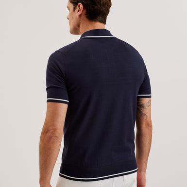 Men's Dunow-Ss Pointelle Diamond Polo Navy