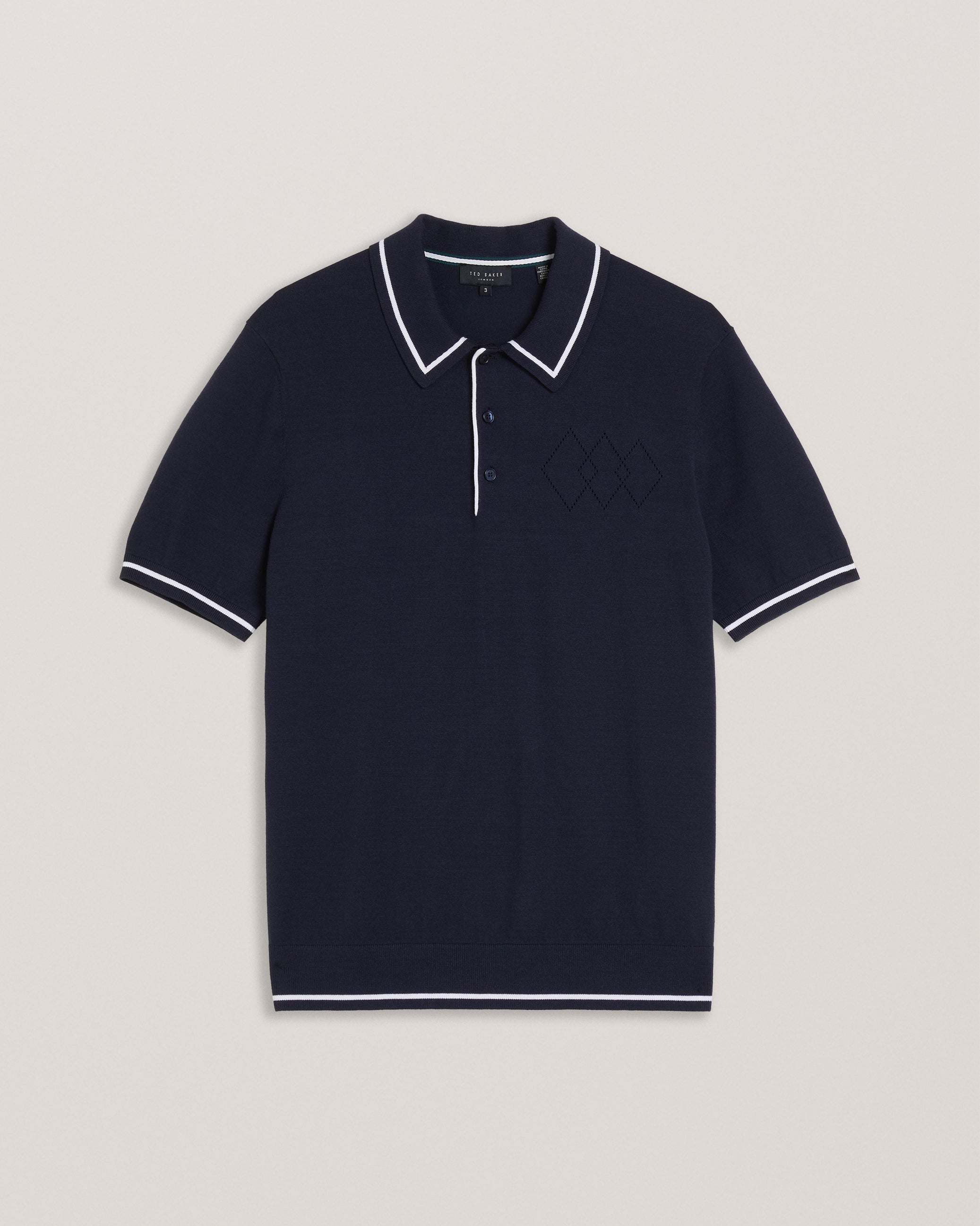 Men's Dunow-Ss Pointelle Diamond Polo Navy
