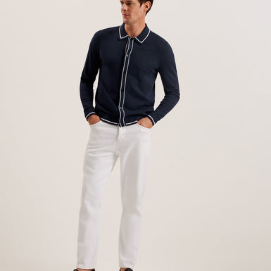 Men's Elmdon-Ls Diamond Button Through Shirt Navy