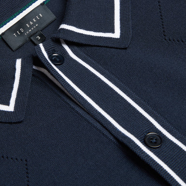 Men's Elmdon-Ls Diamond Button Through Shirt Navy