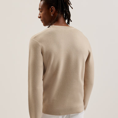 Men's Olmste-Ls Boucle Wool Stitch Crew Neck Taupe