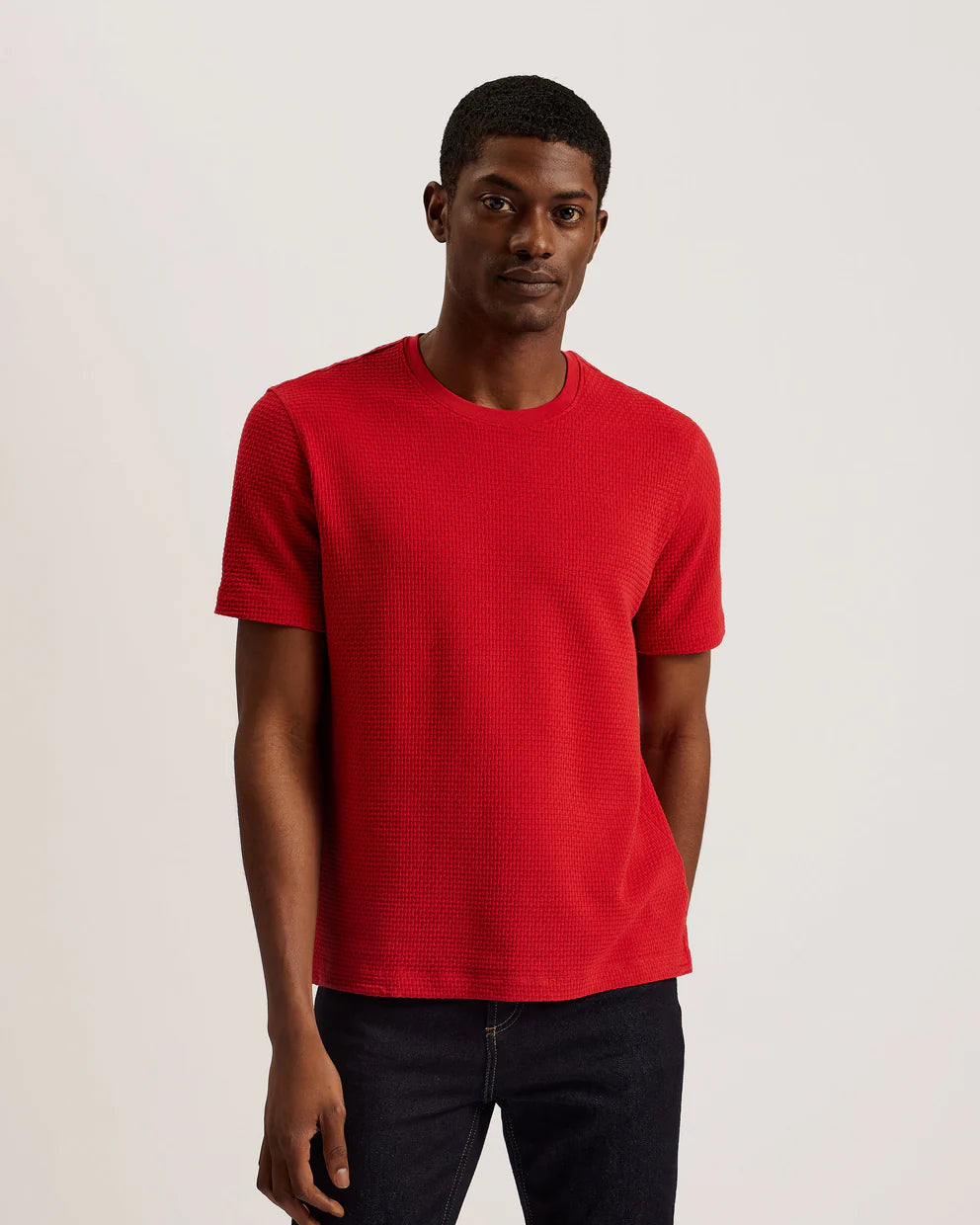 Men's Curlys-Ss Regular Textured T-Shirt Red