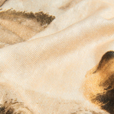 Men's Landly-Ss Regular Printed Linen T-Shirt Natural