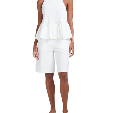 Women's CHARUSH-Seersucker Tailored Wide Leg Shorts White