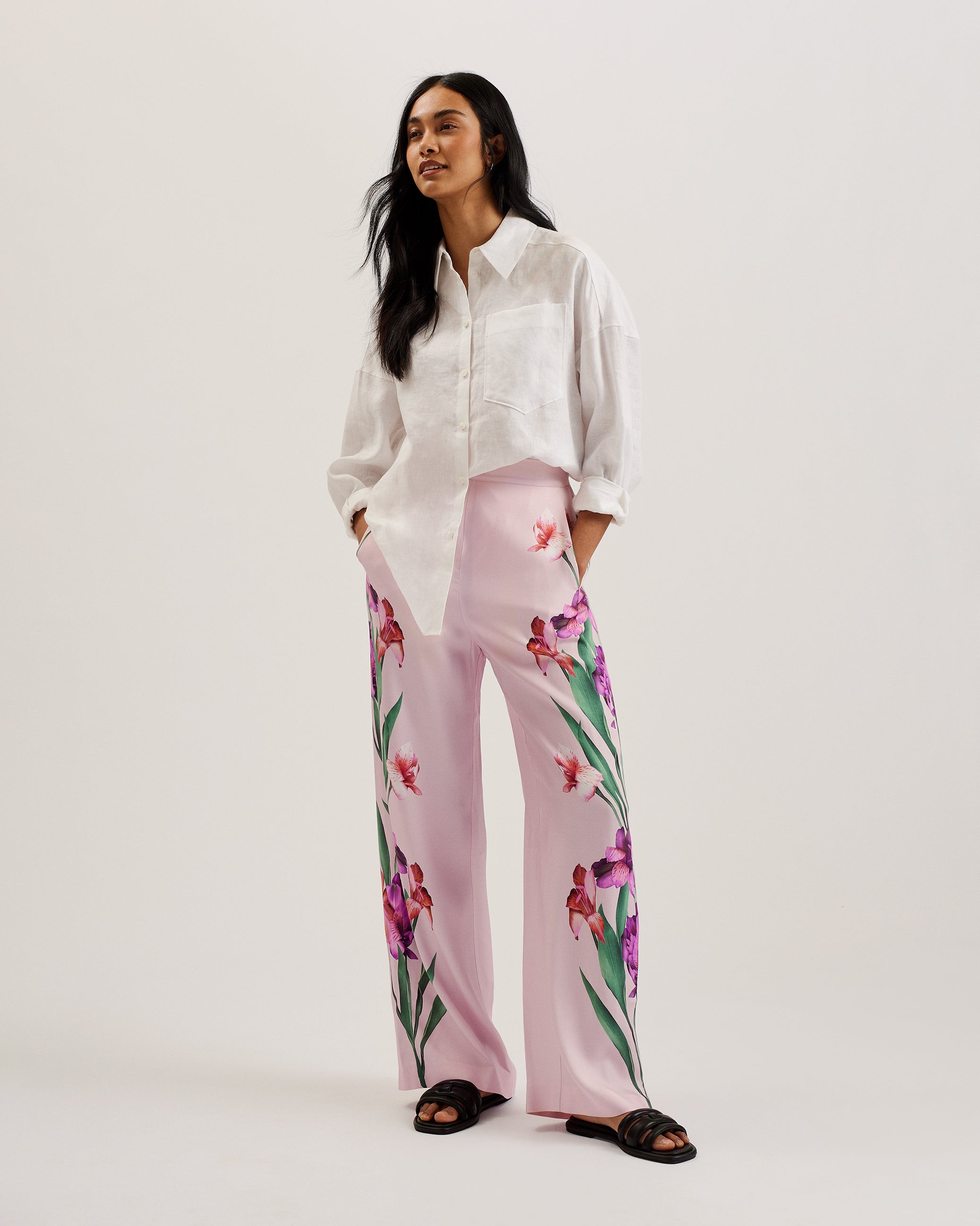 Women's Salca-Printed Wide Leg Trouser Lt-Pink