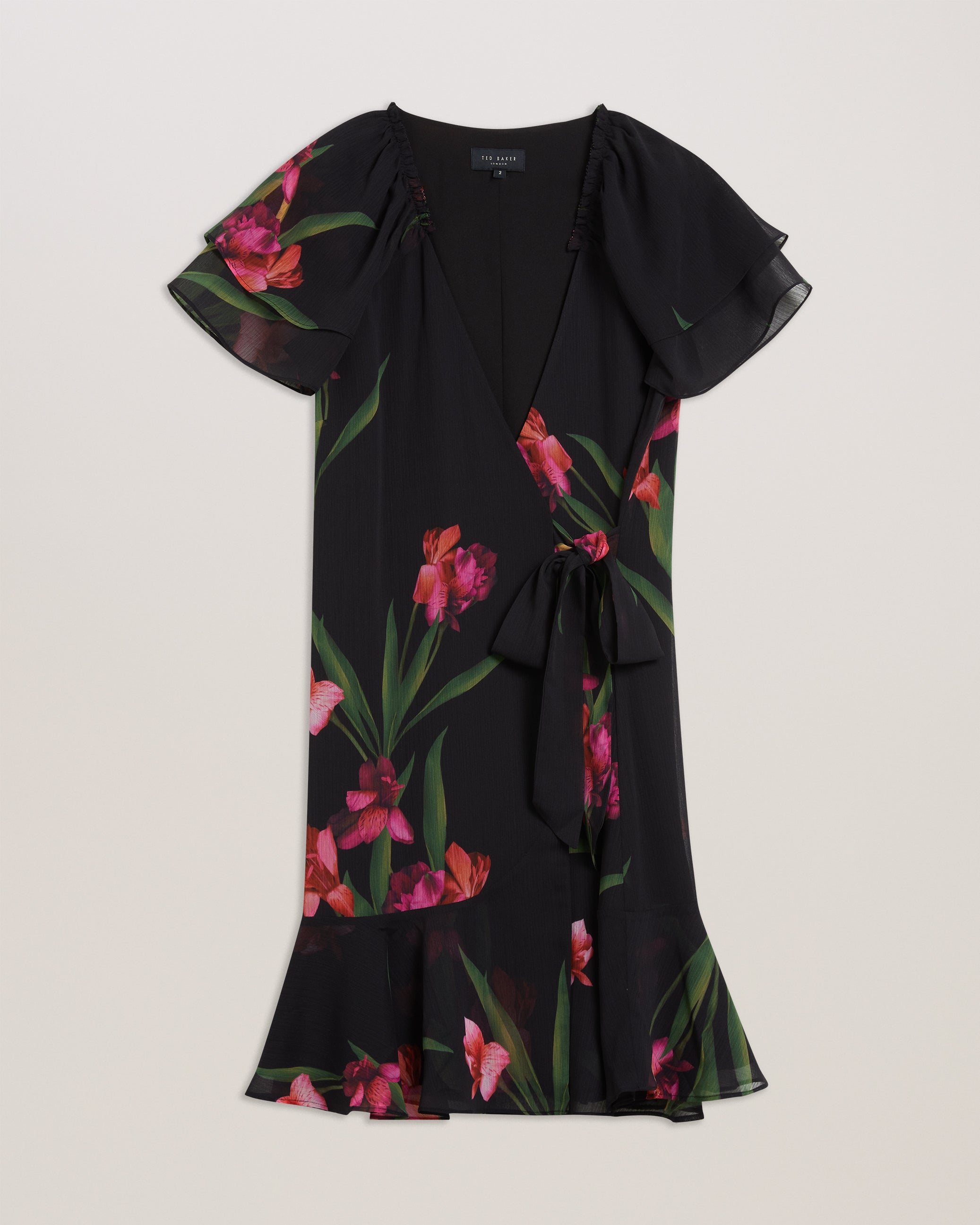 Women's Fasnia-Angel Sleeve Wrap Mini Dress Black